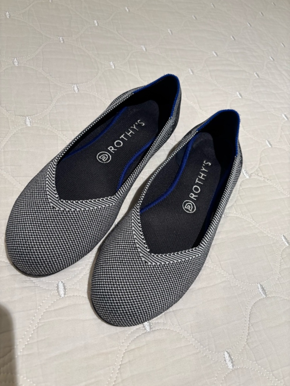 Rothy's Black & White Knit Slip-On Ballet Flats